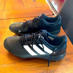 Adidas Adizero mens size 8.5 metal baseball cleats , black & white